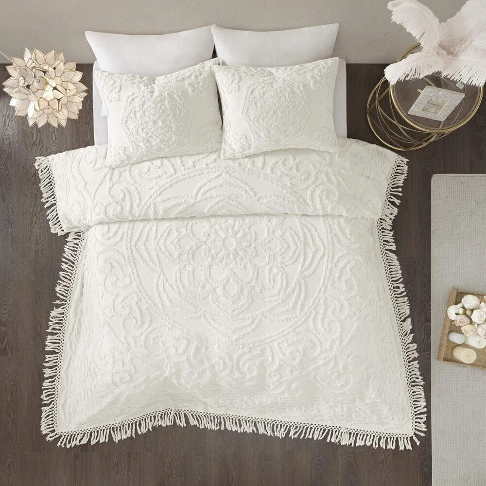 Madison Park Laetitia Coverlet Set Full/Queen Ivory 90